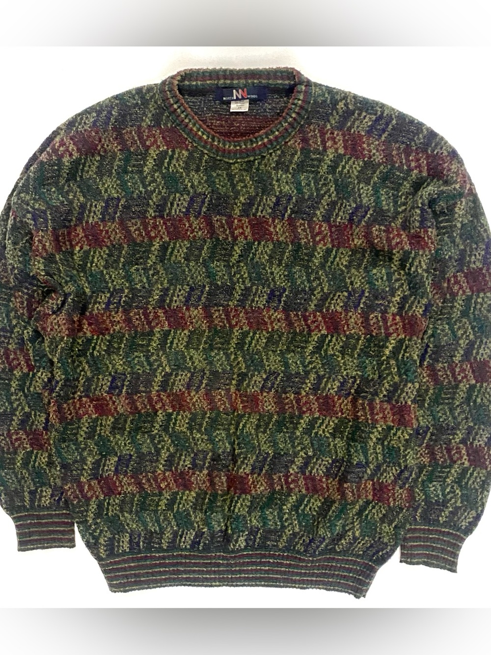 Vintage 90’s North Winds Men’s Abstract Coogi Inspired Cosby Style Sweater XXL